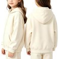 thumbnail image 6 of Gubotare Girls Zip Up Hoodies Teen Fleece Full-Zip Sweatshirts Jacket Casual Fall Hoodie with Pocket Beige,Size 7-8 Years, 6 of 7