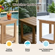 Naipo Outdoor Side Table for Patio, Double Deck Adirondack End Table, Weather Resistant HDPS Rectangular Patio Table for Deck Garden Poolside, All-Weather Outdoor Furniture, Easy Assembly - Teak