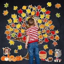 Thanksgiving 104pcs Large Maple Leaf Chalkboard Wall Stickers, Holiday Seasonal Wall Decorations, Paper Sticker Supplies, DIY Autumn Home Decor, Fall Festival Decoration