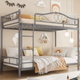 thumbnail image 1 of Ourlova Twin Over Twin Metal Bunk Bed with Ladder and Guardrails- Heavy Duty- 400 Lbs Capacity- No Box Spring Needed- Easy Assembly- Grey - Durable Bunk Bed Frame, 1 of 7