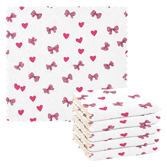 6 Pieces of Kitchen Towels 11x11Inch Kitchen Dish Cloths Kitchen Dish Towels Reuseable Cleaning Cloths Seamless Pattern Pink
