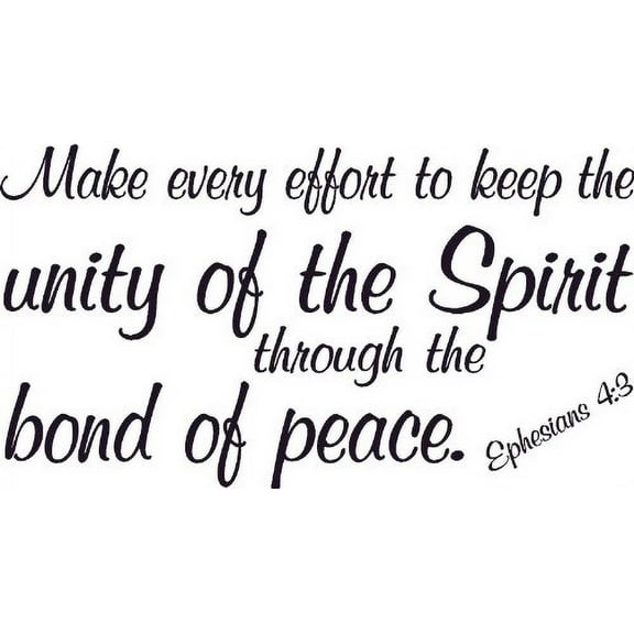 Ephesians 4:3, Vinyl Wall Art, Make Every Effort Keep Unity Spirit Bond of Peace