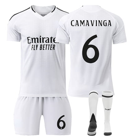 24/25 White Home Soccer Activewear Print No.6 Camavinga Fans Training Football Jerseys Kits