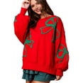 thumbnail image 2 of Sudadera con Cuello Redondo, Larga y Lazo para Mujer, Estilo Informal, Estilo Farol, Estilo Otoño, Estilo Y2k Rojo S, 2 of 8