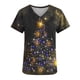 thumbnail image 3 of Blusa de Manga Corta, Cuello en V Impresión de Bolsillo Superior, Moda de la Mujer Casual Poliéster Blusa de Spandex, 3 of 5