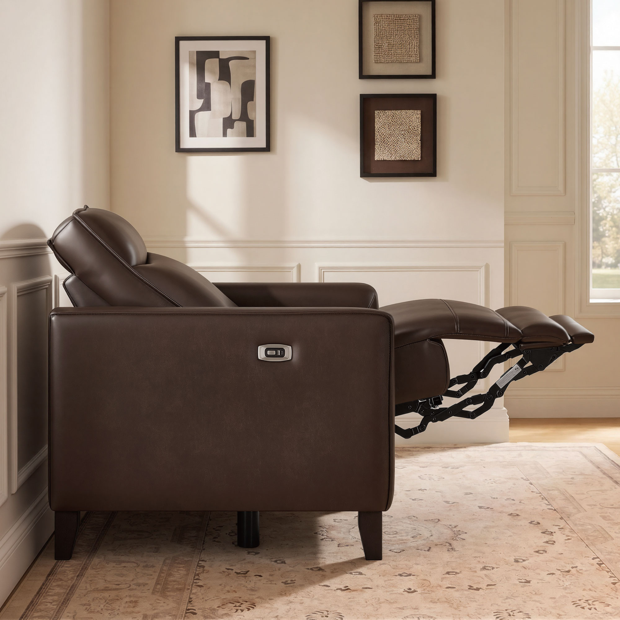 Spruce & Spring Zero Wall Power Recliner Chair for Living Room - Faux Leather Espresso