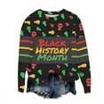 thumbnail image 4 of Byworldtasic Womens Sweatshirt Women's Black History Month Print Tops Loose-Fitting Round Neck Long-Sleeved Hoodless Blouses, 4 of 4