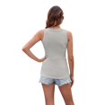 thumbnail image 2 of Womens Ladies Ribbed Thick Strap Racerback Tight Slim Fitted Sporty Workout Tank Tops Light Gray XL, 2 of 9
