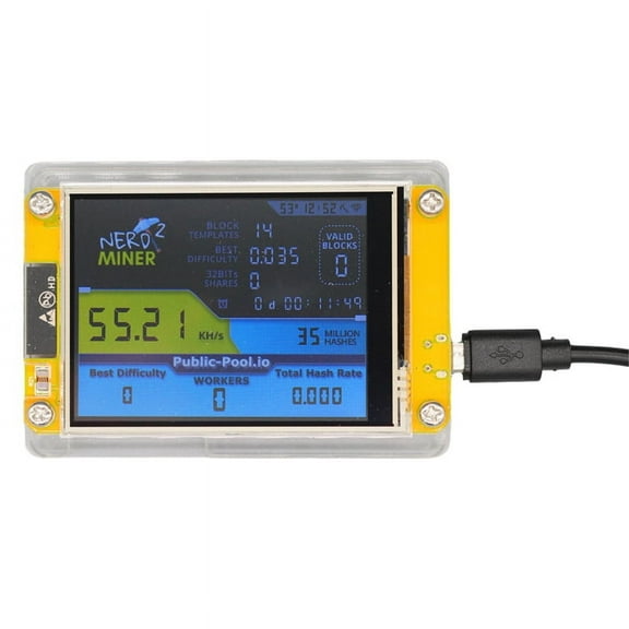 Bitcoin Nerd Miner V2 55-56KH/S 2.8 Inch Display BTC Nerdminer Smart LCD Display Crypto Solo Lottery Miner