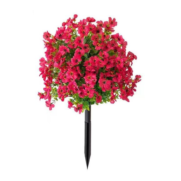 Árbol topiario artificial con flores violetas, arbustos artificiales para exteriores con estaca, resistente a los rayos UV, para decoración de porches y jardines.