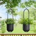 thumbnail image 4 of Danya B. Walter 2-Piece Modern Black Metal Oval Hanging Planter Set with Chain Hanging Option, 4 of 7