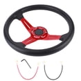 thumbnail image 2 of Volante, Volante universal para automóvil de 14 pulgadas, Volante de cuero PU modificado, Compacto y liviano, 2 of 9