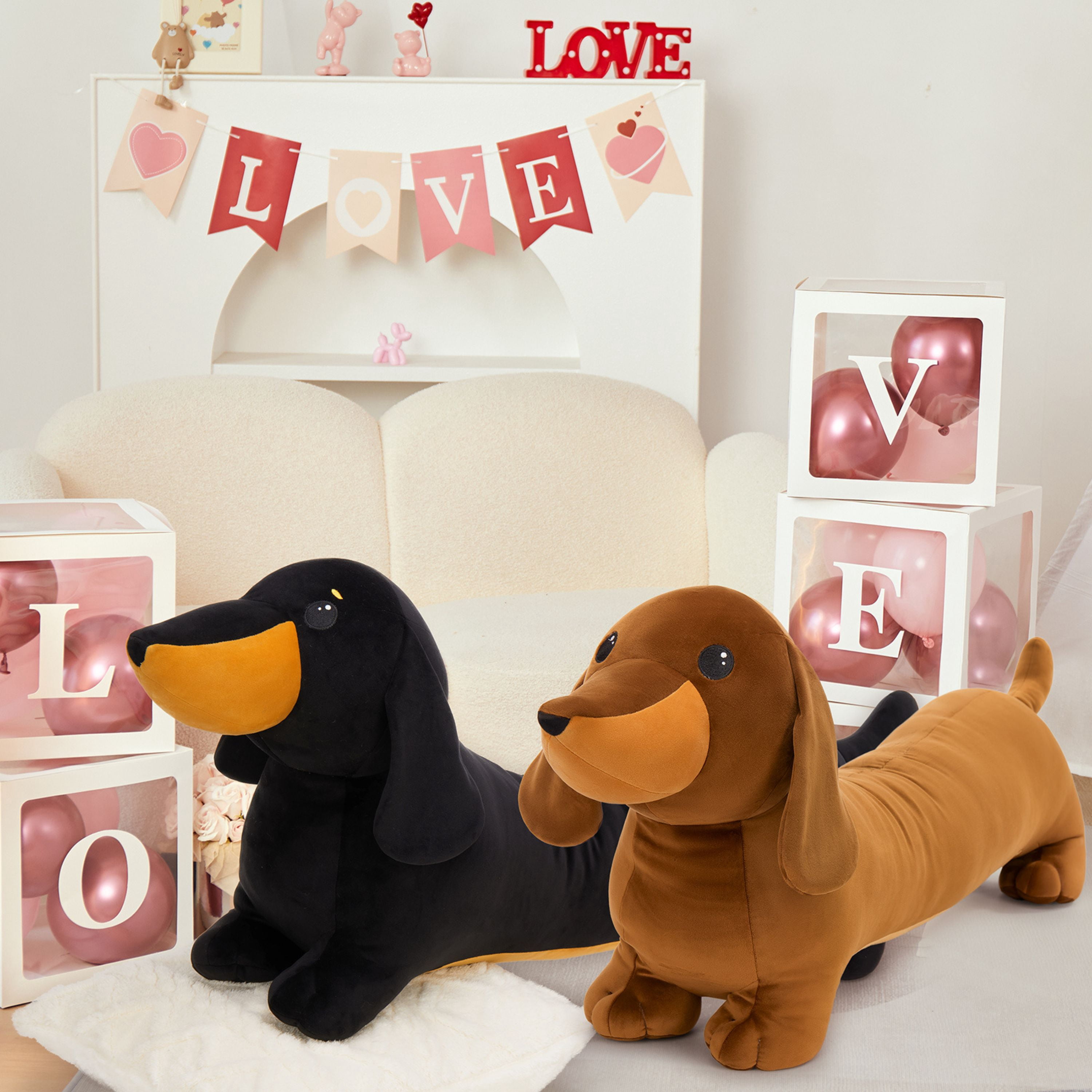 Tezituor 43.3'' Dachshund Dog Stuffed Animal Giant Weiner Dog Body Pillow Plush Toy