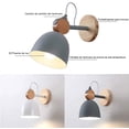 thumbnail image 4 of Aplique de madera, aplique de pared moderno para interior, de metal y madera, color gris, con bisel orientable, 1 casquillo E27, máximo 40 vatios, bombilla no incluida, 4 of 5