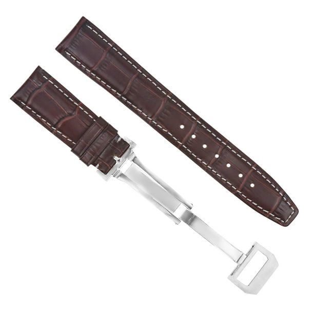 22MM LEATHER WATCH BAND STRAP DEPLOYMENT CLASP FOR IWC PILOT PORTUGUESE  BROWN WS 