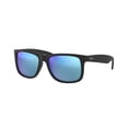 thumbnail image 5 of Ray-Ban Justin Sunglasses for Women and Men with Rubber Black Frames and Blue Flash Lenses, Size 55, 5 of 10