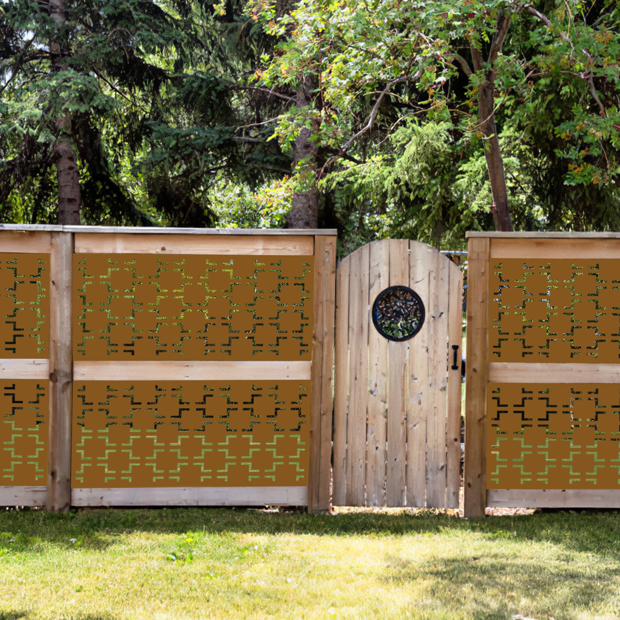 76 in x47 in Decorative Privacy Screen Outdoor Divider with Stand