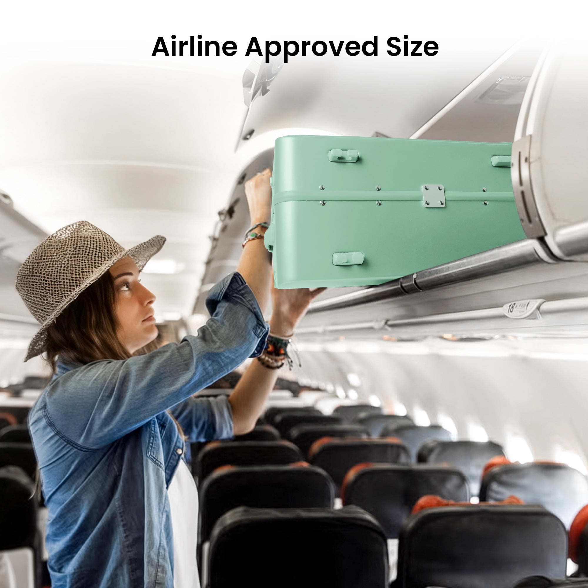New York Xpress 20" Zipperless Carry-on Luggage, Hardside Aluminum Frame Suitcase with Spinner Wheels, TSA Approved, Light Green - LA266