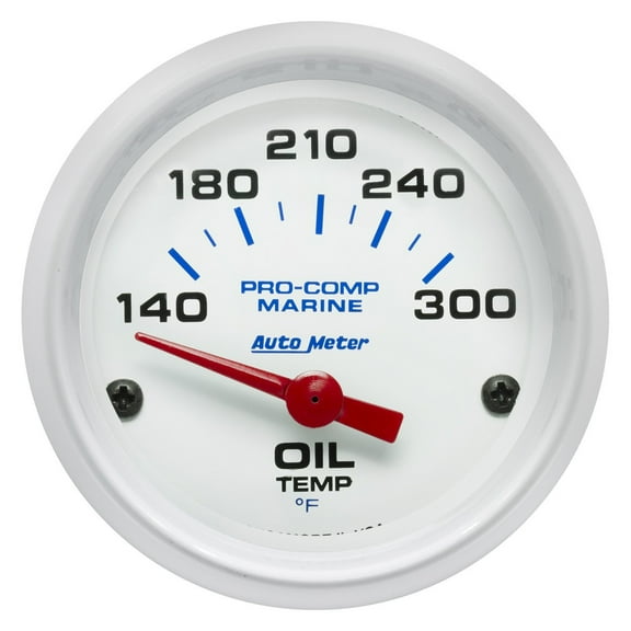 Auto Meter 200764 - Marine 2.06" White In-Dash Mount Electric Oil Temperature Gauge