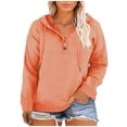 thumbnail image 2 of Sevevn Women's Solid Color Plus Size Hooded Sweatshirt Pullover Long Sleeved Sweatshirt Orange XXXL Summer Savings, 2 of 6