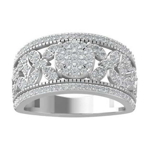 ARAIYA FINE JEWELRY 10K White Gold Lab Grown Diamond Cluster Ring (1 cttw, D-F Color, VS1 Clarity) Size 6