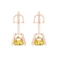 thumbnail image 4 of 3 Ct Round Cut Studs Yellow Crystal 14K Rose Solid Gold Everyday Dainty Earrings Screw Back, 4 of 7