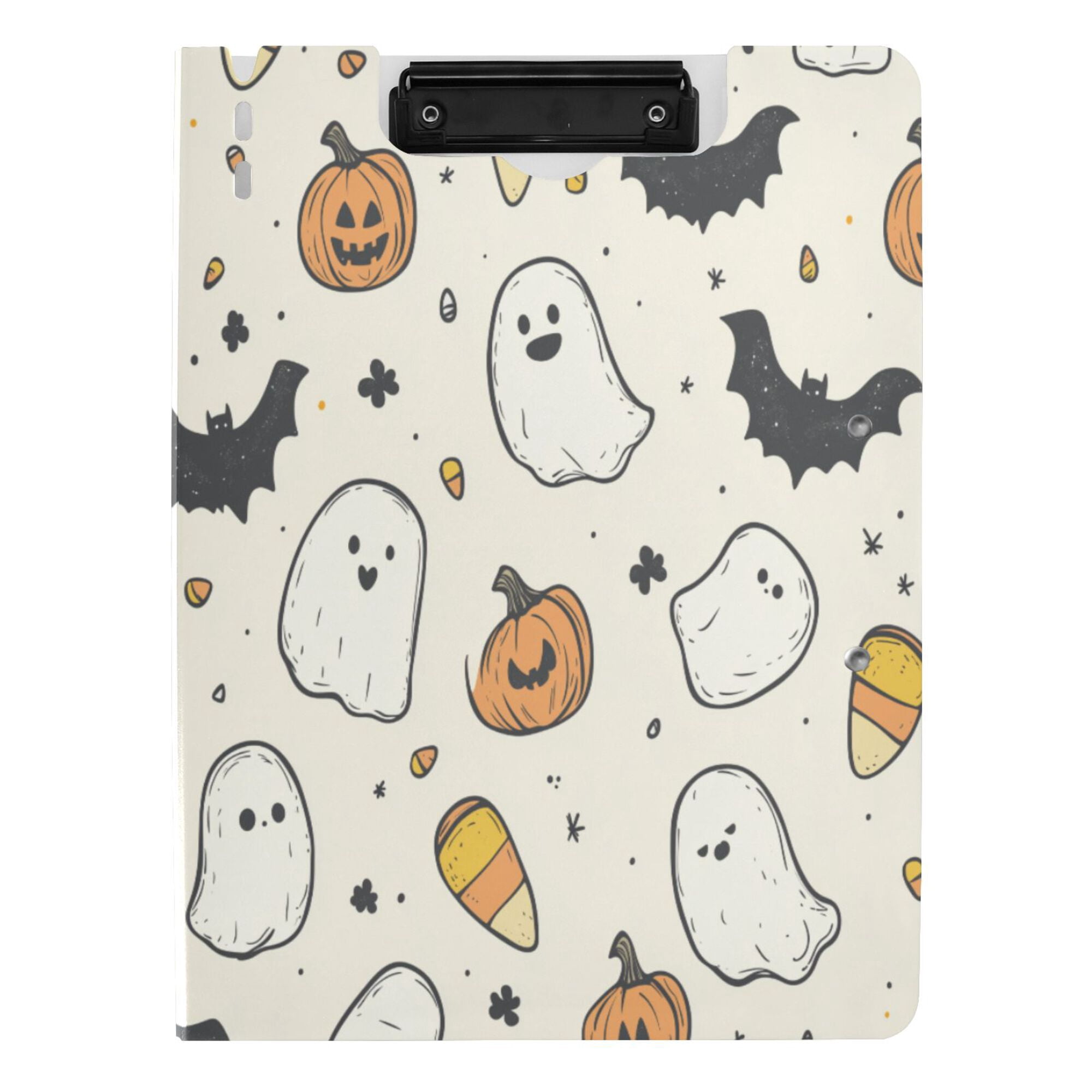 FORMRS A4 Clipboard Folder with Pen Holder Horizontal Foldable School Office Binder, Halloween Happy Ghosts
