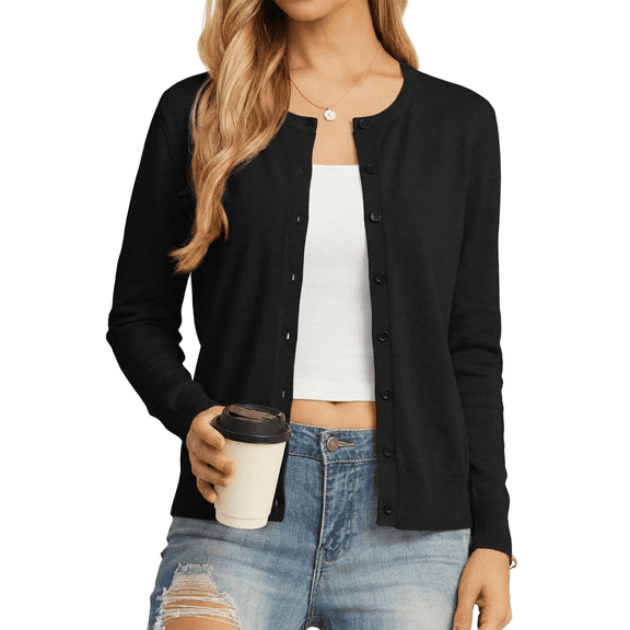 Women’s Long Sleeve Open Front Cardigan Casual Lightweight Knit Sweater