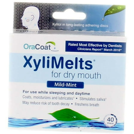OraCoat XyliMelts For Dry Mouth Discs, Mild-Mint, 40 Ct (1 Pack)