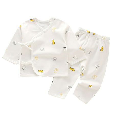 

HeroNeo 100% Cotton 2-Piece Baby Pajamas Set Long Sleeve Kimono Shirt and Essential Cute Pants for Newborn-6 Months