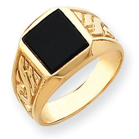 14K Yellow Gold Men's Onyx Ring Size 10