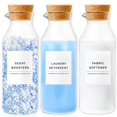 thumbnail image 1 of Distributeur de Détergent à Lessive en Verre avec Couvercles en Liège, Distributeur d'Assouplissant, Lot de 3 Bouteilles de Lessive, Contenants de Détergent Liquide, Rehausseur de Parfum et Récipient de Blanchiment, 1 of 7
