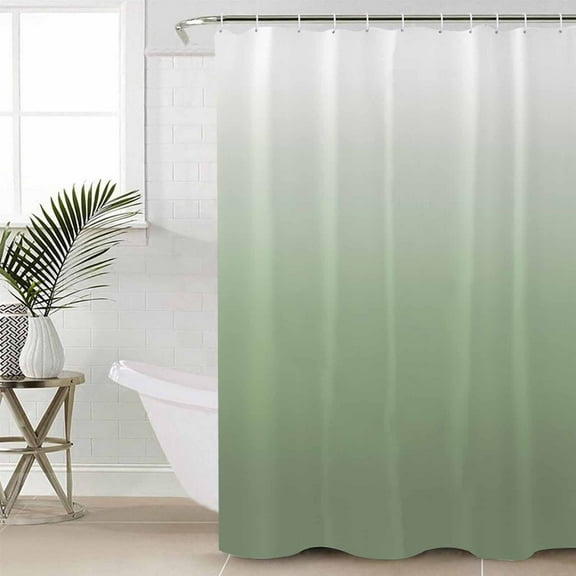 Sage Green Ombre Bathroom Curtain 78 Inch Shower Curtain with Hooks, Farmhouse Green Gradient Modern Abstract Art Waterproof Polyester Bath Curtain Washable Bathtub Curtain 36''x 78''