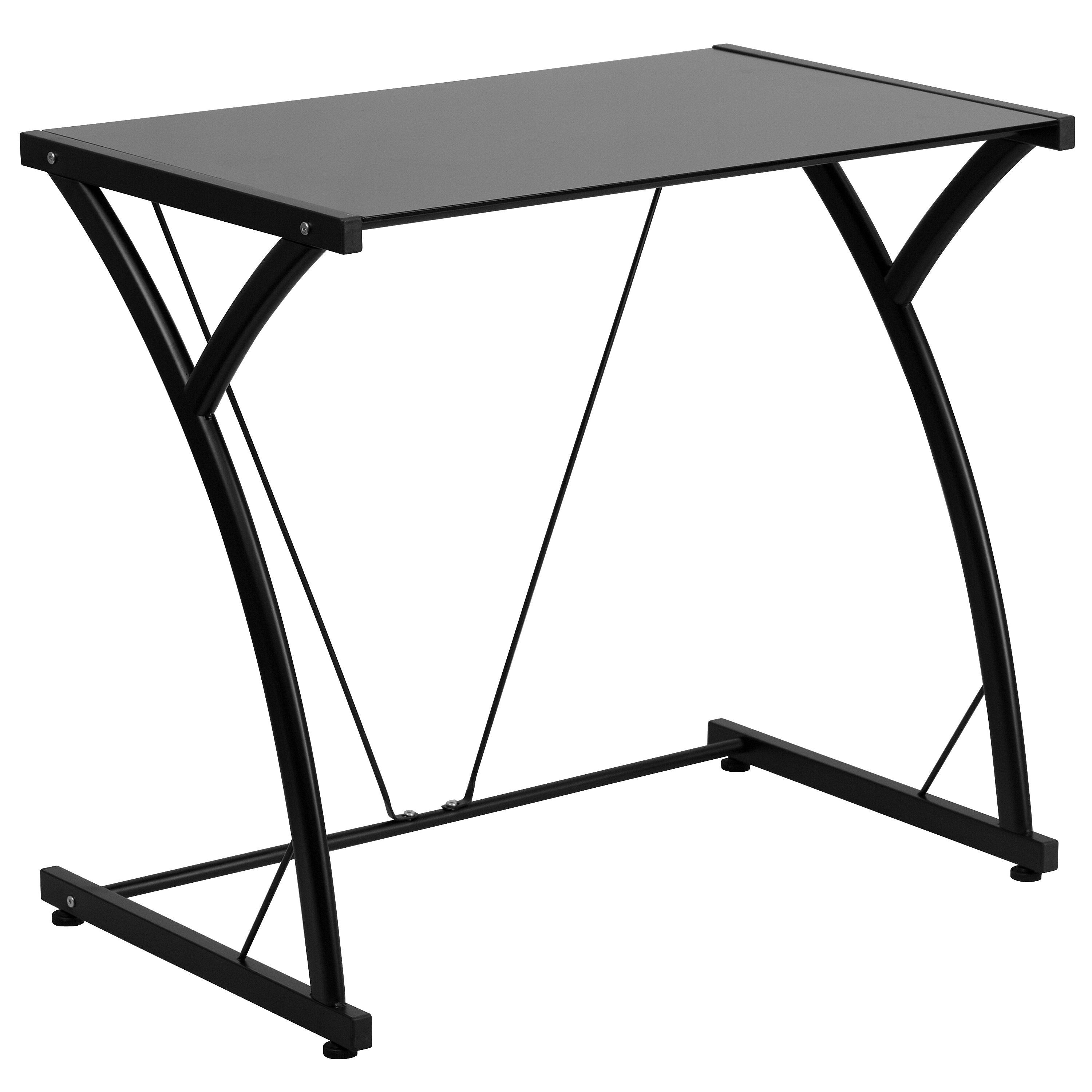 Flash Furniture Contemporary TemperedGlass Computer Desk with Metal Frame Black NANWKSD02BK