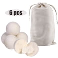 thumbnail image 1 of 6PCS Reusable Wool Dryer Balls Natural Softener 6CM Drying Balls Washing Machine White Dry Kit with Storage Bag, 1 of 1