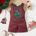thumbnail image 2 of XFHLMJFF Christmas Romper for Coveralls Boys Girls Sleeveless Christmas Tree Embroider Plaid Bodysuits Onesie Size 0-3 Months, 2 of 6
