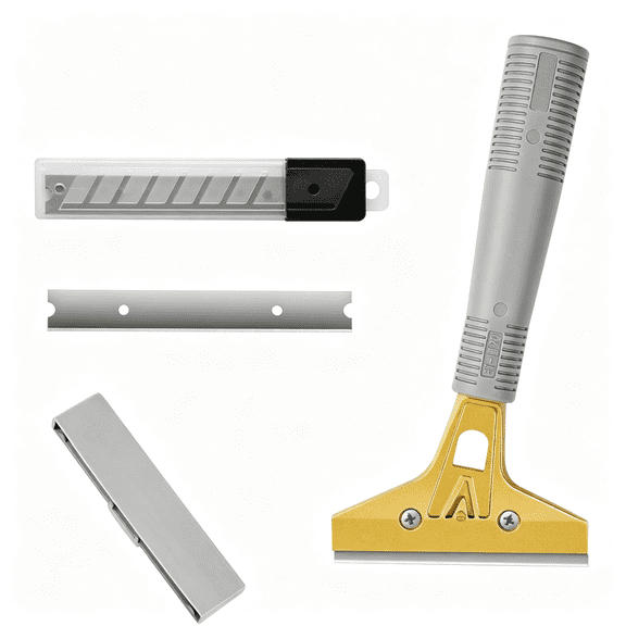 EXLEAF Razor Blade Scraper,4" Scraper Tool with 10Pcs Extra Metal Blades,Multi Purpose Heavy Duty Scraper for Window,Glass,Floor,Wall,Stove,Paint,Caulk,Labels,Adhesive,Sticker by