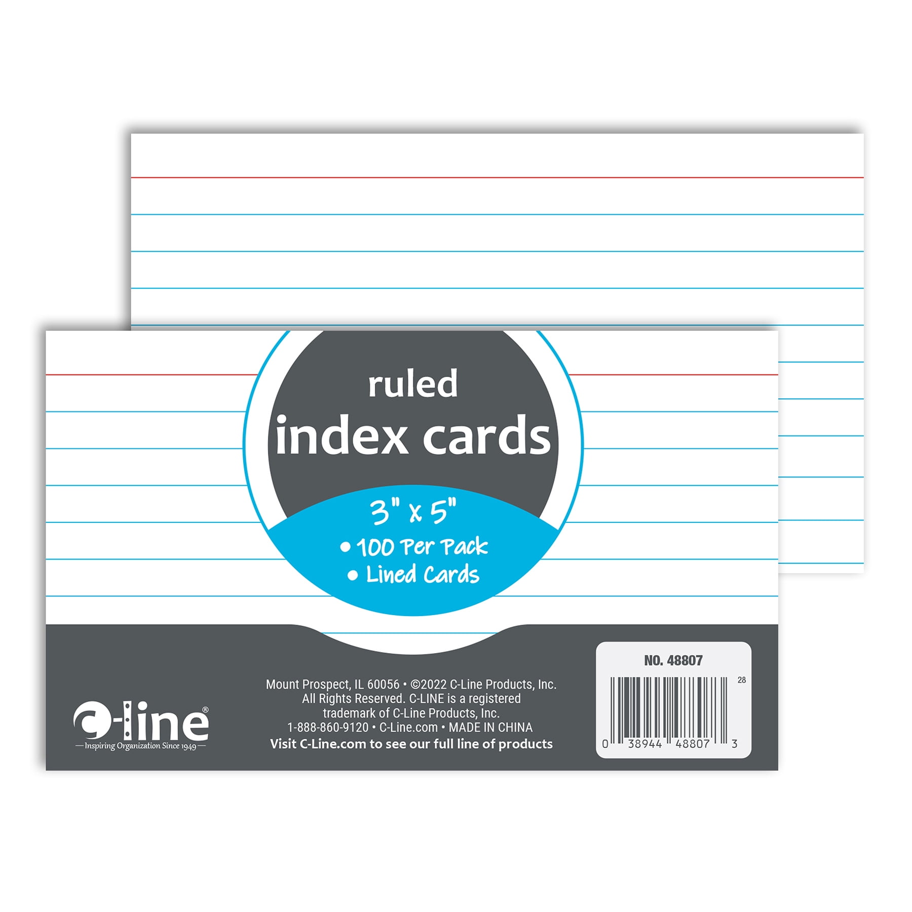 C-Line Index Cards, 3" x 5", White, 100 Per Pack, 12 Packs