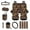 American Tribal Brown Retro, variant on Renewold American Tribal Tribal Wolf Car Seat Covers Set for Front Back Seats, with Steering Wheel Rear View Mirror Cover Safe Belt Pads Coasters Garbage Can Keychain Air Vent Storage Bag, 15 PCS