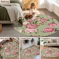 thumbnail image 5 of Round Rugs 5Ft, Flowers Vintage Round Area Rug Washable Indoor Throw Carpet, Green Leaves Pastoral Floral Country Soft Non Slip Circle Rug for Cabinet Bathroom Home Decor Aesthetic, 5 of 8
