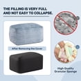 thumbnail image 4 of 15"(H) Bean Bag Ottoman Pouf, 6.6LB Memory Foam Filled Footstool for Sofa, Accent Stuffed Footrest Stool with Washable Cover, Single Footrest Stool for Living Room, Bedroom, Blue&grey, 4 of 8