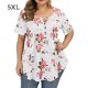 thumbnail image 1 of Camisa de mujer Camiseta de manga corta con estampado floral Blusa con cuello en V, Blanco, 5XL Vogacara AP002466-16, 1 of 4