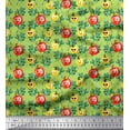 thumbnail image 1 of Soimoi Green Poly Georgette Fabric Leaves & Colorful Capsicum Vegetable Printed Fabric 1 Yard 52 Inch Wide, 1 of 1