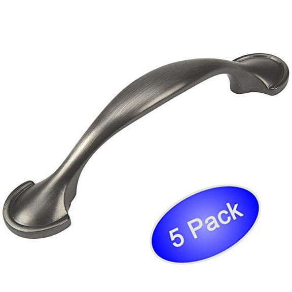 Cosmas 6632AS Antique Silver Cabinet Hardware Handle Pull - 3" Inch (76mm) Hole Centers - 5 Pack