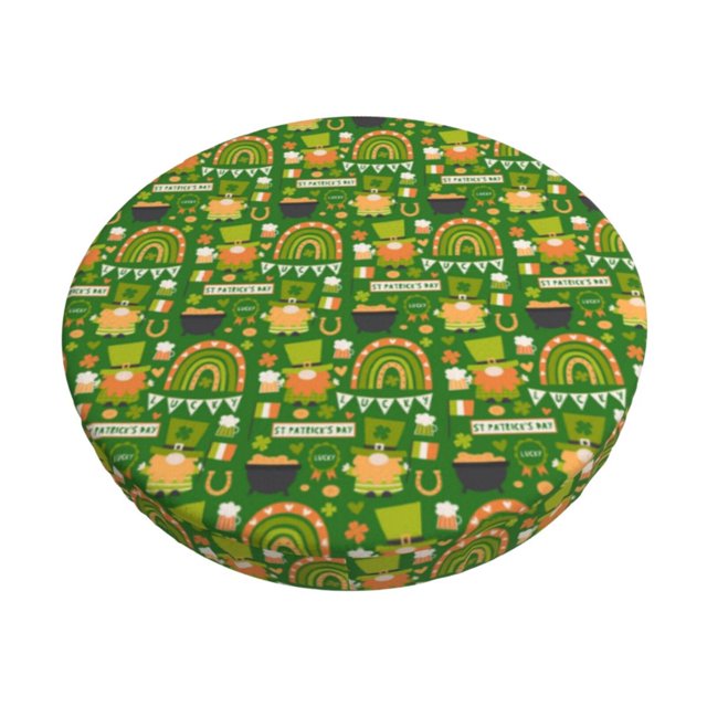 Disketp traditional Irish colours Funda Redonda para Taburete, Funda de Cojín para Silla de Bar Suave y Elástica-14 inch