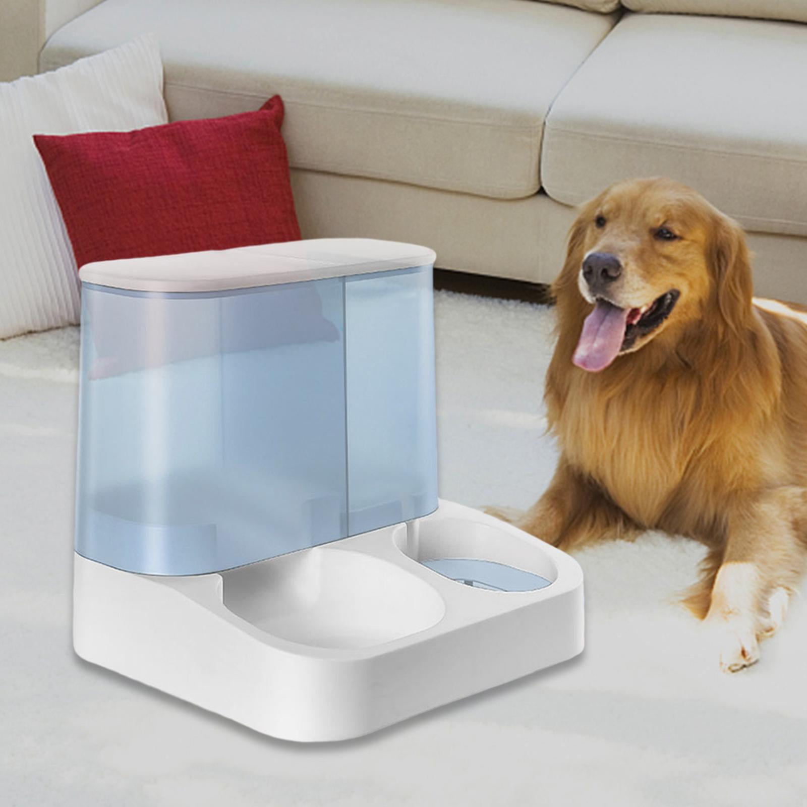 2 in 1 Design Pet Food and Water Dispenser, Automatic Feeder, Cat Food and Water Dispenser for Rabbit Kitten Cat, Easy to Refill Blue