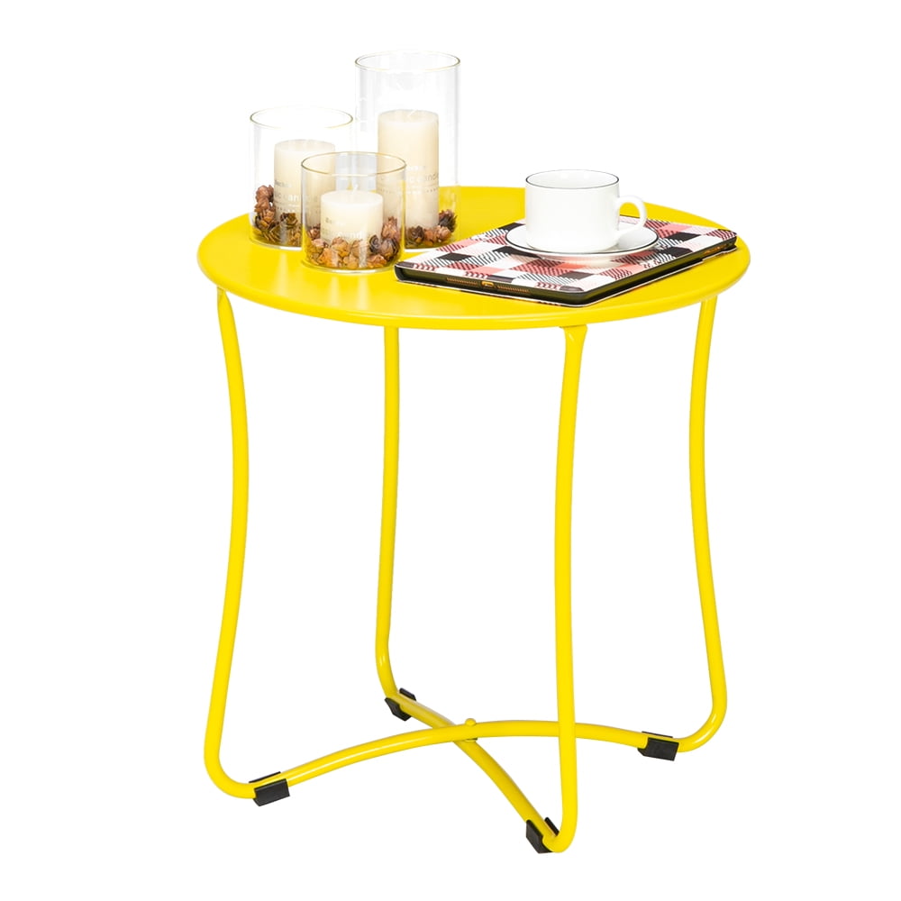 Kepooman Coffee Table, Round Metal Accent Table, Sofa Table, Rust-proof and Waterproof Accent Coffee Table, Outdoor and Indoor Snack Table, Golden Kepooman Coffee Table, Round Metal Accent Table, Sofa Table, Rust-proof and Waterproof Accent Coffee Table, Outdoor and Indoor Snack Table, Golden