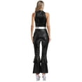 thumbnail image 2 of TiaoBug Women's Shiny Metallic Bell-bottom Jumpsuits 70s Hippie Costume Disco Dance Party Clubwear Black L, 2 of 5