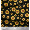 thumbnail image 3 of Soimoi Black Cotton Duck Fabric Sunflower Floral Print Fabric by Yard 42 Inch Wide, 3 of 3