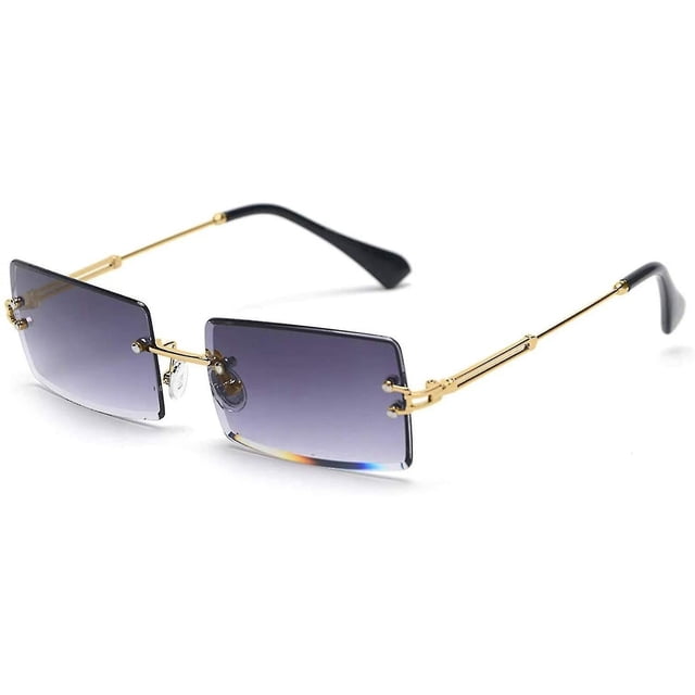 Gafas de sol rectangulares sin montura para mujer, gafas cuadradas sin marco a la moda para hombres, gafas ultraligeras